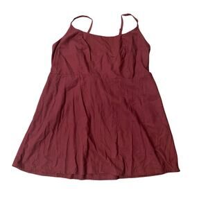 Old Navy Plus Size 3X Linen Blend Slip Dress Spaghetti Strap Burgundy
